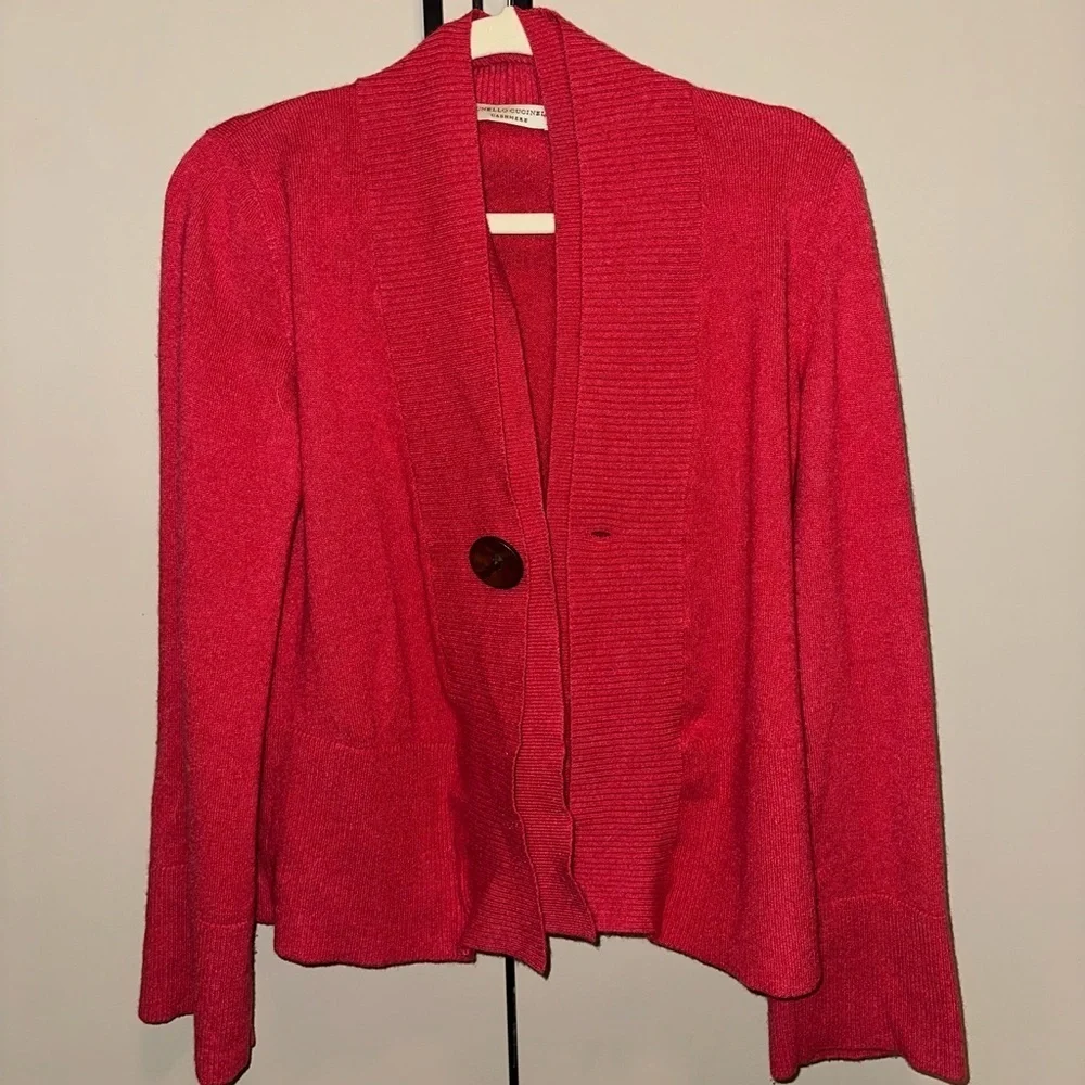 Brunello Cucinelli 100% Cashmere Red Cardigan size Medium